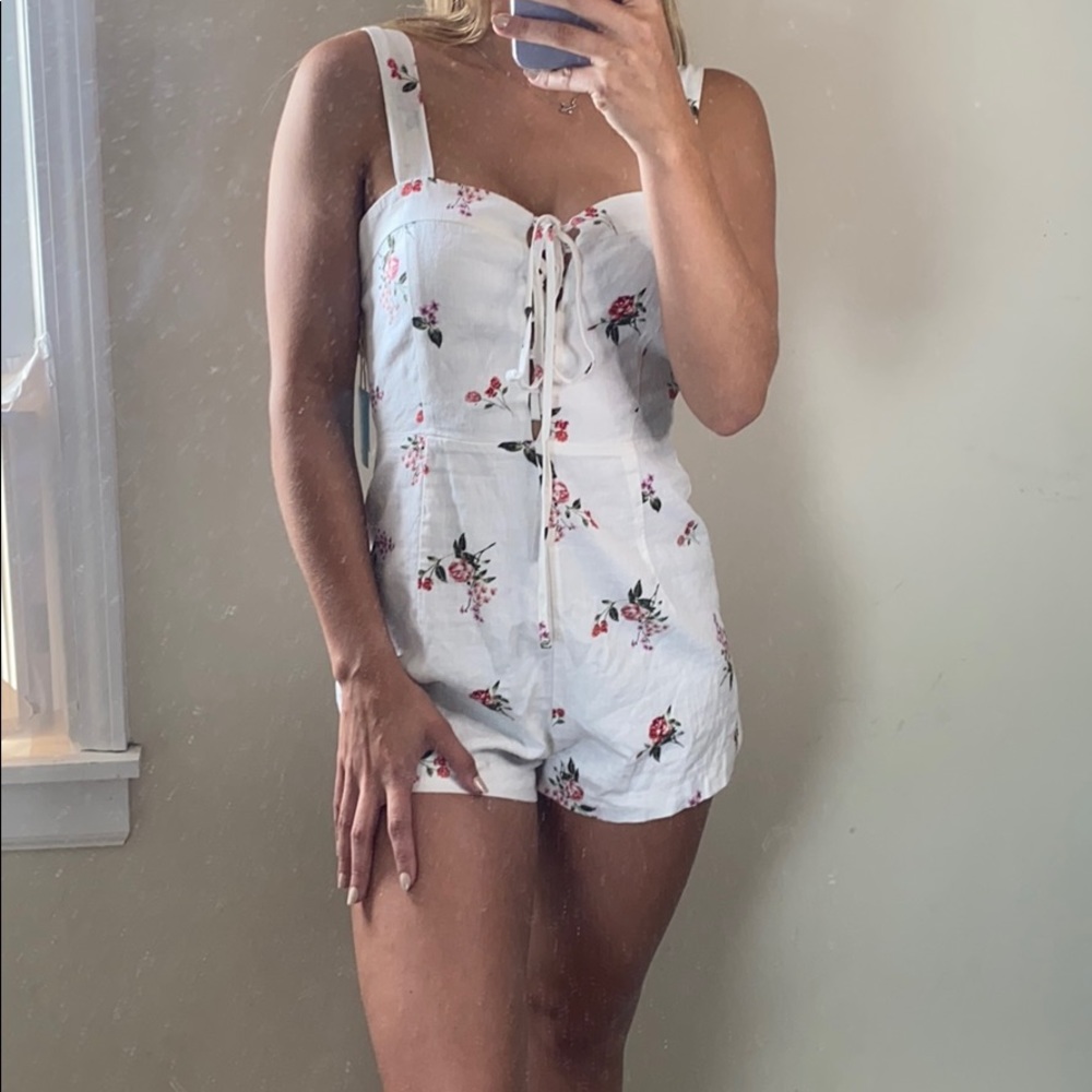 White Floral Romper